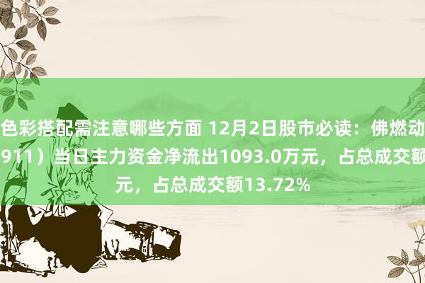 色彩搭配需注意哪些方面 12月2日股市必读：佛燃动力（002911）当日主力资金净流出1093.0万元，占总成交额13.72%