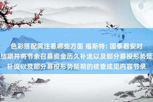 色彩搭配需注意哪些方面 福斯特: 国泰君安对于福斯特部分募投形势结项并将节余召募资金历久补流以及部分募投形势延期的核查成见内容节录