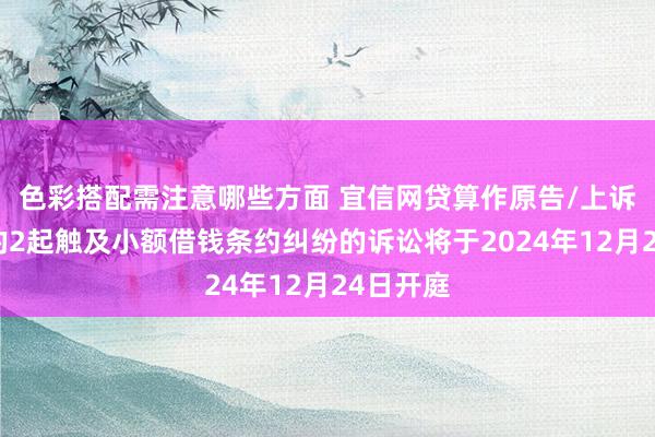 色彩搭配需注意哪些方面 宜信网贷算作原告/上诉东谈主的2起触及小额借钱条约纠纷的诉讼将于2024年12月24日开庭