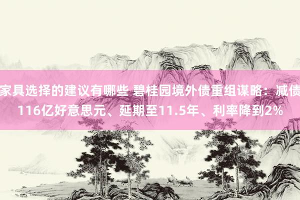 家具选择的建议有哪些 碧桂园境外债重组谋略：减债116亿好意思元、延期至11.5年、利率降到2%