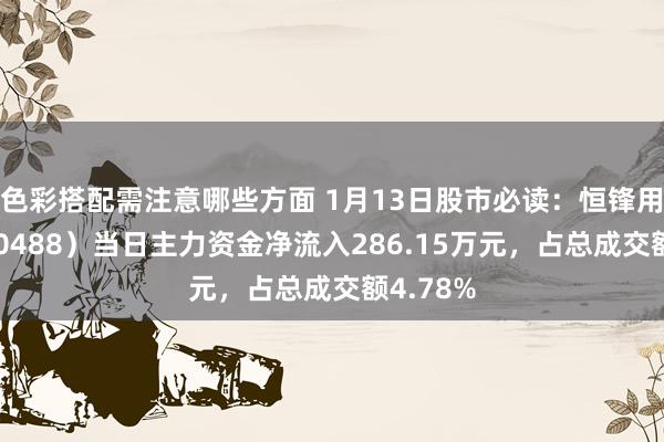 色彩搭配需注意哪些方面 1月13日股市必读：恒锋用具（300488）当日主力资金净流入286.15万元，占总成交额4.78%