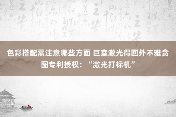 色彩搭配需注意哪些方面 巨室激光得回外不雅贪图专利授权：“激光打标机”