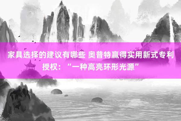 家具选择的建议有哪些 奥普特赢得实用新式专利授权：“一种高亮环形光源”