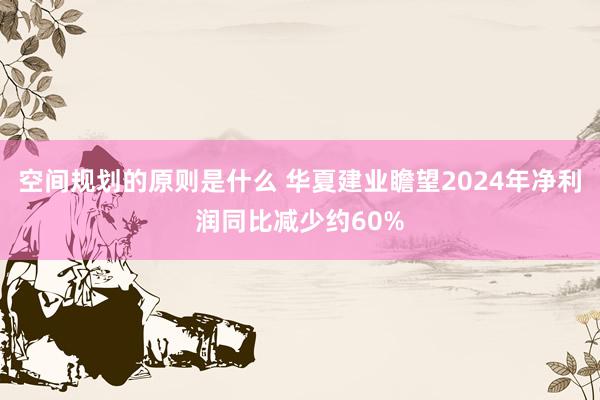 空间规划的原则是什么 华夏建业瞻望2024年净利润同比减少约60%