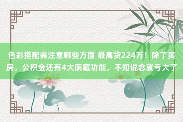 色彩搭配需注意哪些方面 最高贷224万！除了买房，公积金还有4大荫藏功能，不知说念就亏大了